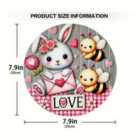 1 cute bunny easter wreath wooden sign-round wooden handmade decorations, rabbit accessories, perfect for room decoration.