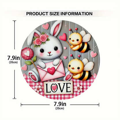 1 cute bunny easter wreath wooden sign-round wooden handmade decorations, rabbit accessories, perfect for room decoration.