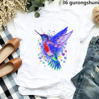 Hummingbird Floral Watercolor Purple Bird  T Shirt