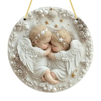 Cute Little Angel Sun Catcher, 2D Circular Acrylic Art Window Hanging, Suitable for Home, Porch, Room, Holiday Decoration, Gifts