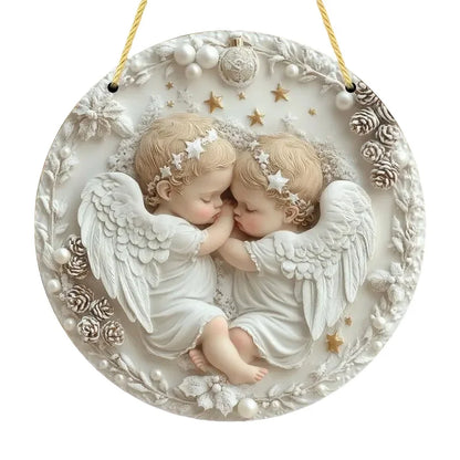 Cute Little Angel Sun Catcher, 2D Circular Acrylic Art Window Hanging, Suitable for Home, Porch, Room, Holiday Decoration, Gifts