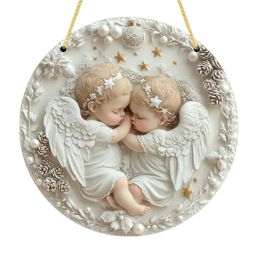 Cute Little Angel Sun Catcher, 2D Circular Acrylic Art Window Hanging, Suitable for Home, Porch, Room, Holiday Decoration, Gifts