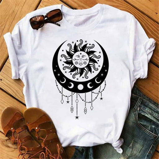 Moon Butterfly Astrology T-Shirt Casual Women’s Top