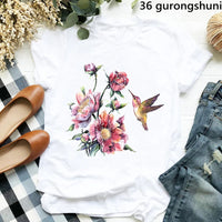 Hummingbird Floral Watercolor Purple Bird  T Shirt