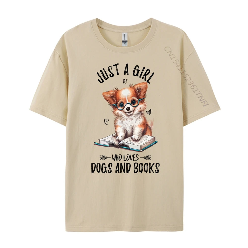 Just A Girl Who Loves Dogs And Books Puppy Tshirt