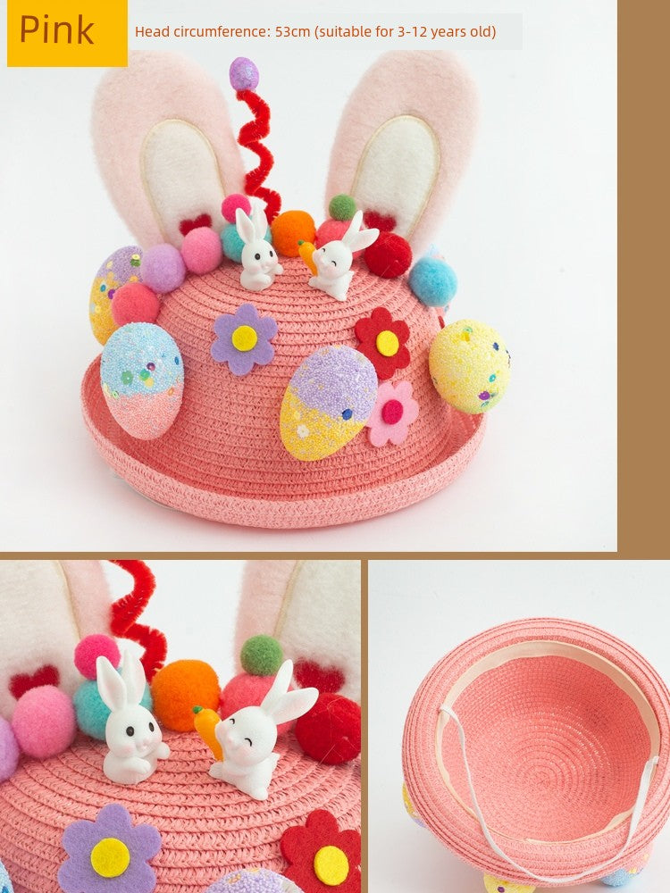 Creative Kids Hat DIY Handmade Material Package Catwalk Rabbit Hat Making Woven Hat Easter Hat Decoration