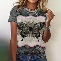 Summer Fashion Butterfly Bird 3D Print T-shirts Women Streetwear Casual Y2k Short Sleeve T Shirt O-neck Tees Tops Clothing