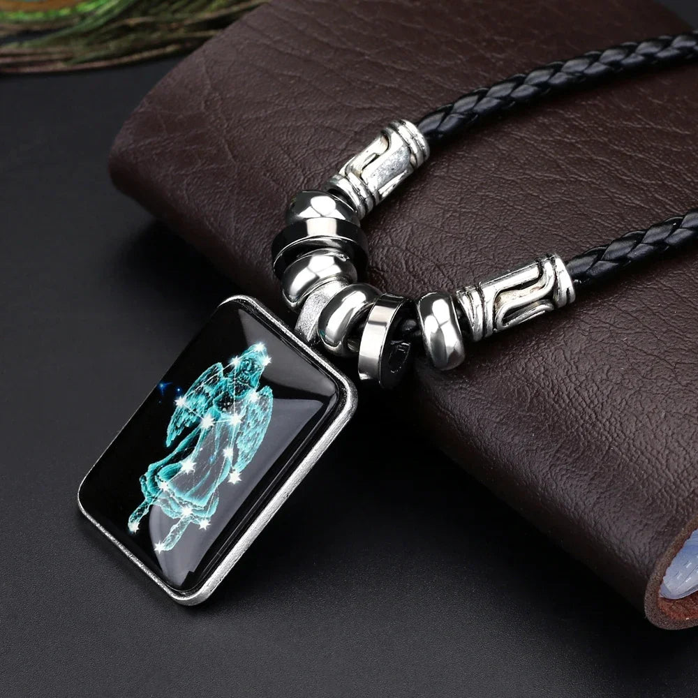 Personalized Zodiac Sign Galaxy Constellation Pendant Necklace