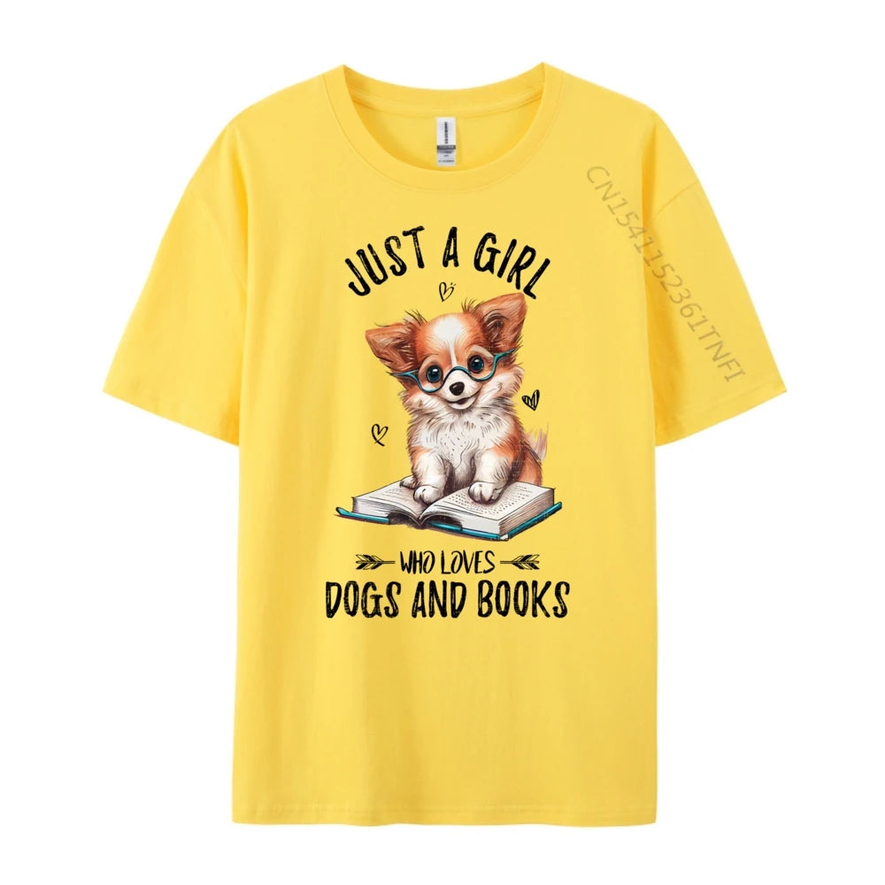 Just A Girl Who Loves Dogs And Books Puppy Tshirt