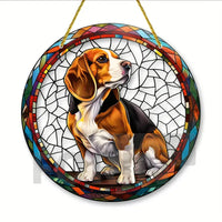 Golden Retriever German Shepherd Suncatcher, Acrylic Round Translucent Hanging,Gift for Dog Lover,House Yard garden farm Decor