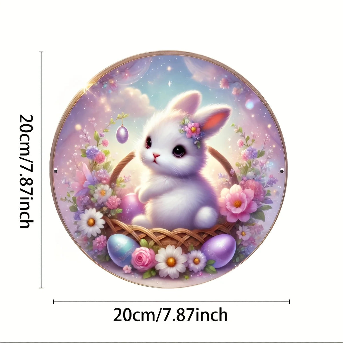 1 cute bunny easter wreath wooden sign-round wooden handmade decorations, rabbit accessories, perfect for room decoration.