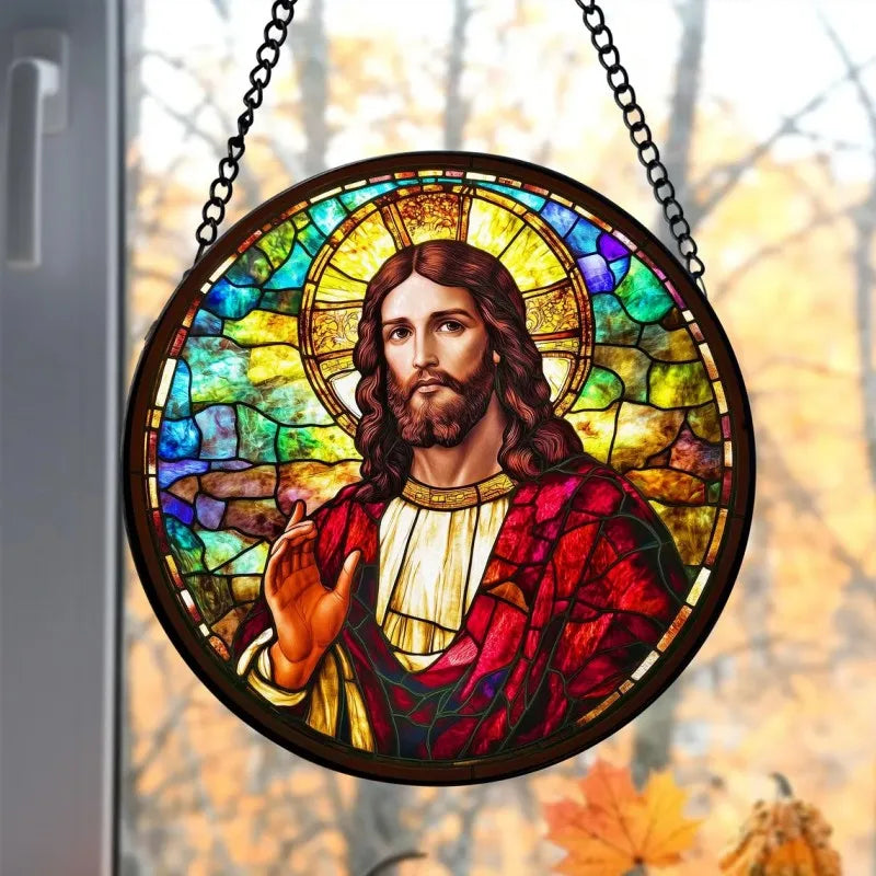 Jesus Christ Acrylic Stained Glass Window Hanging Ornament Glass Suncatcher Gift Christian Gift Religious Decor for Christian