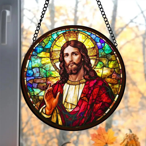 Jesus Christ Acrylic Stained Glass Window Hanging Ornament Glass Suncatcher Gift Christian Gift Religious Decor for Christian