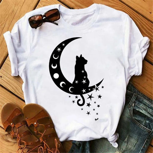 Moon Butterfly Astrology T-Shirt Casual Women’s Top