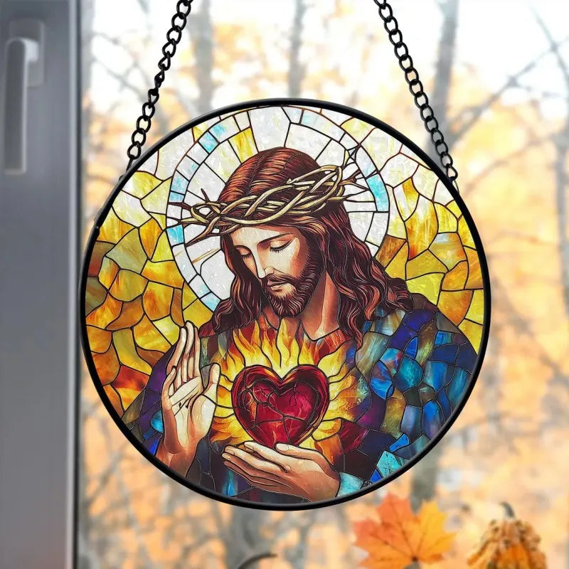 Jesus Christ Acrylic Stained Glass Window Hanging Ornament Glass Suncatcher Gift Christian Gift Religious Decor for Christian