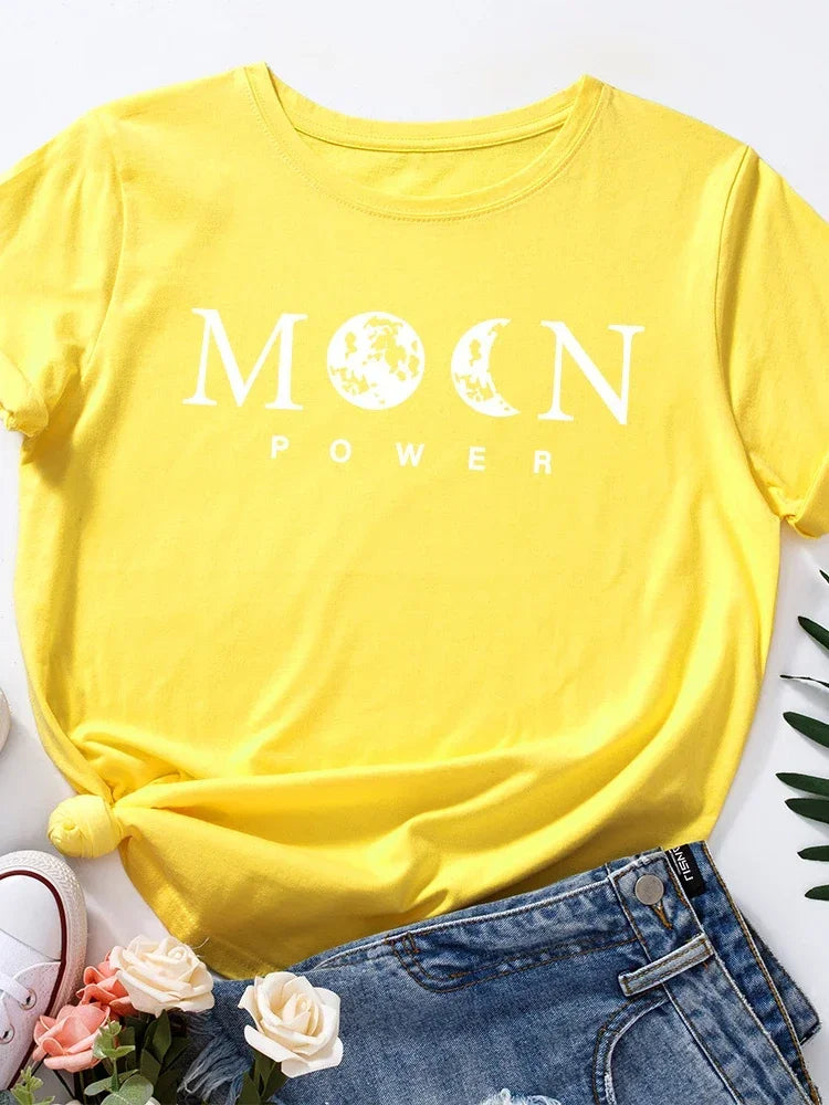 Moon Power Astrology T-Shirt Women’s Casual Summer Tee