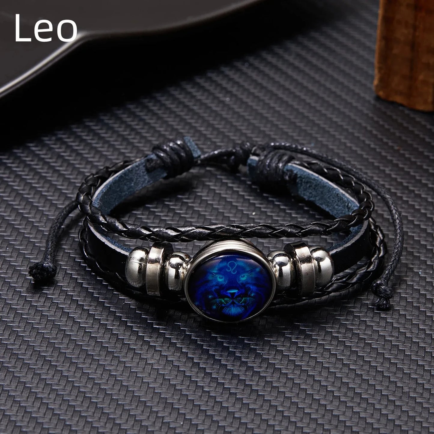 12 Constellation Zodiac Sign Luminous Vintage Leather Bracelet
