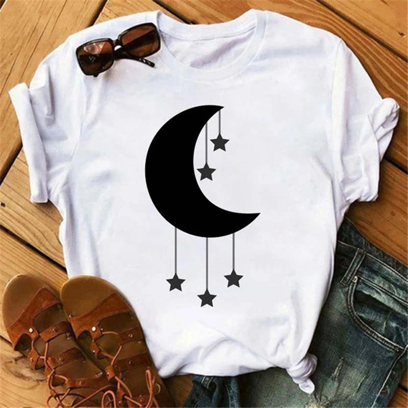 Moon Butterfly Astrology T-Shirt Casual Women’s Top