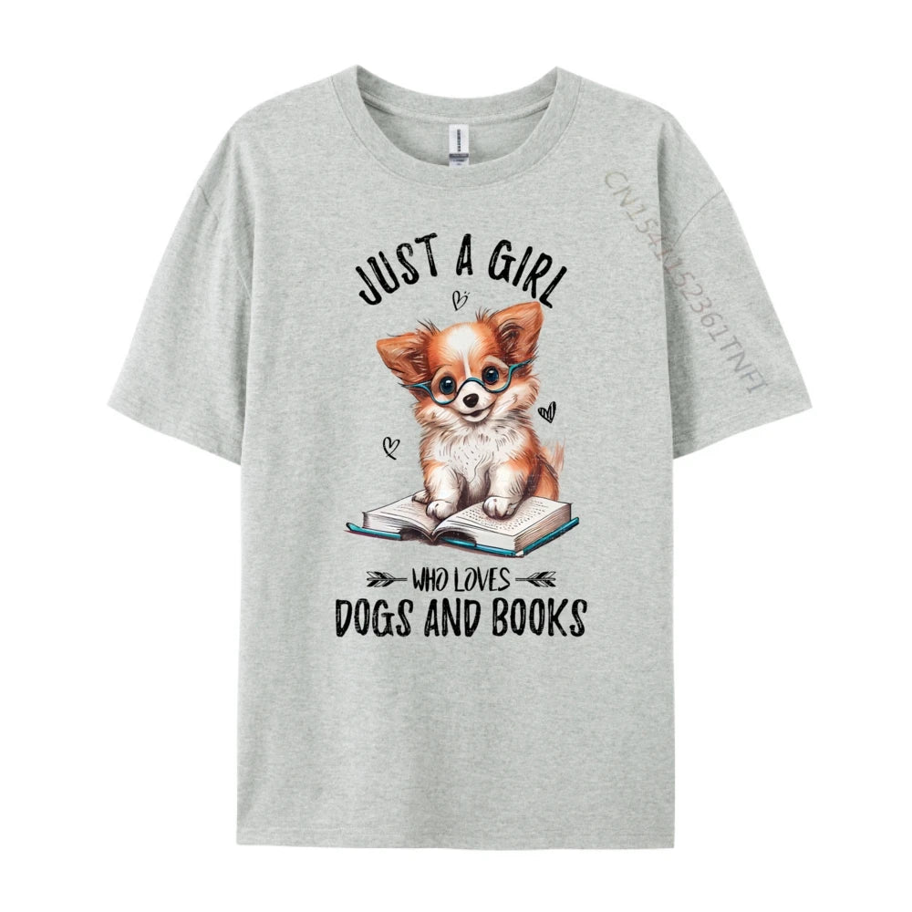 Just A Girl Who Loves Dogs And Books Puppy Tshirt