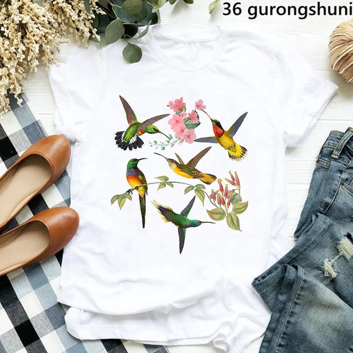 Hummingbird Floral Watercolor Purple Bird  T Shirt