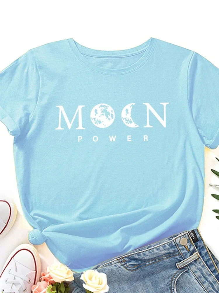Moon Power Astrology T-Shirt Women’s Casual Summer Tee