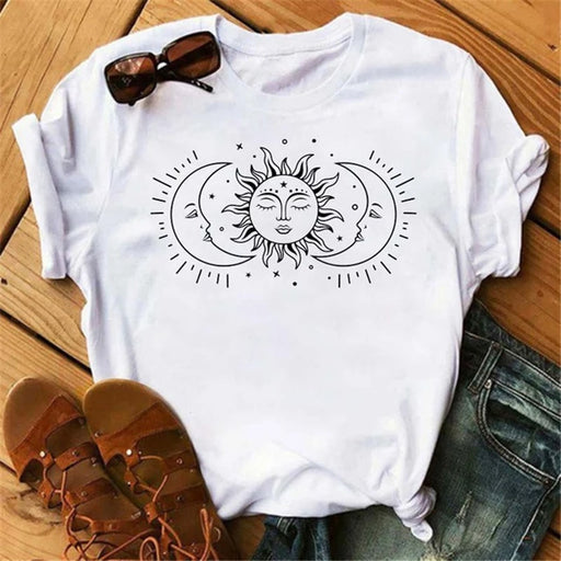 Moon Butterfly Astrology T-Shirt Casual Women’s Top