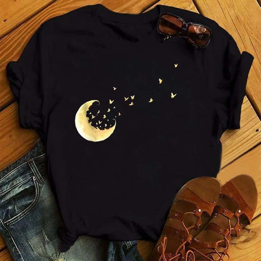 Moon Butterfly Astrology T-Shirt Casual Women’s Top