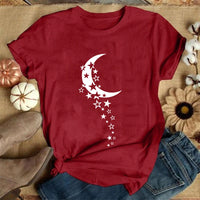 Red and Black Moon Astrology T-Shirt Women’s Fashion