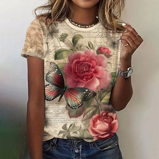 Summer Fashion Butterfly Bird 3D Print T-shirts Women Streetwear Casual Y2k Short Sleeve T Shirt O-neck Tees Tops Clothing