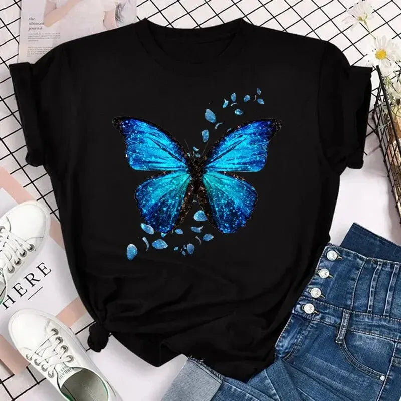 Colorful Butterfly Petal T-shirt