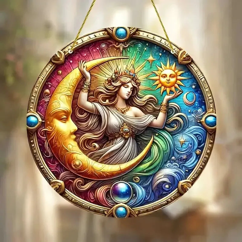 Tree of Life Theme Acrylic Sun Catcher- Window Hanging Decor with Stained Glass Appearance for Multi-Scene Decor Perfect festiva
