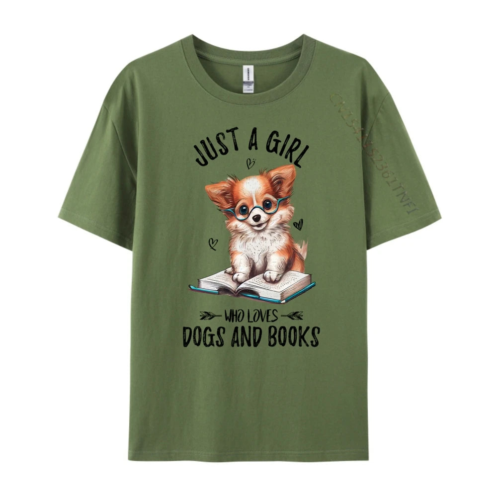 Just A Girl Who Loves Dogs And Books Puppy Tshirt