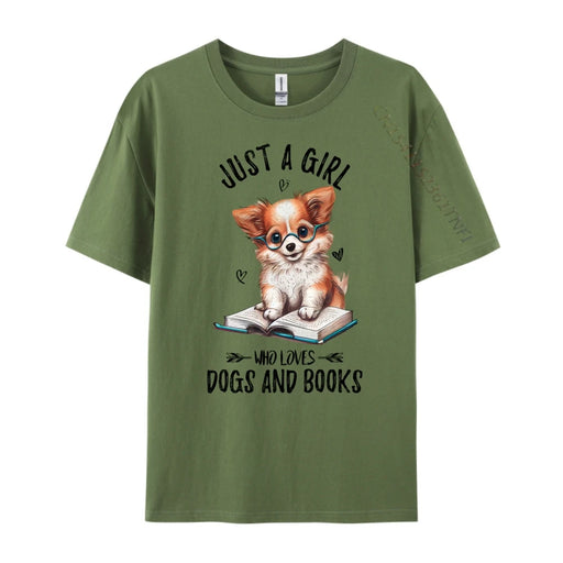Just A Girl Who Loves Dogs And Books Puppy Tshirt