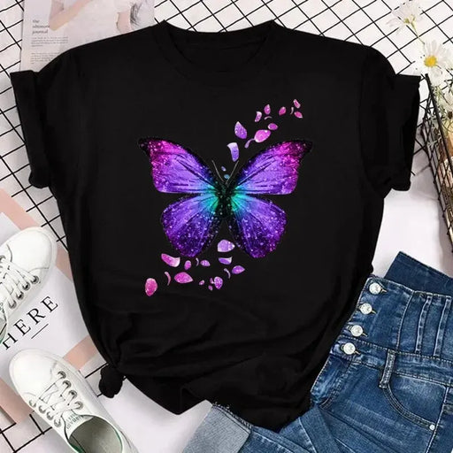 Colorful Butterfly Petal T-shirt