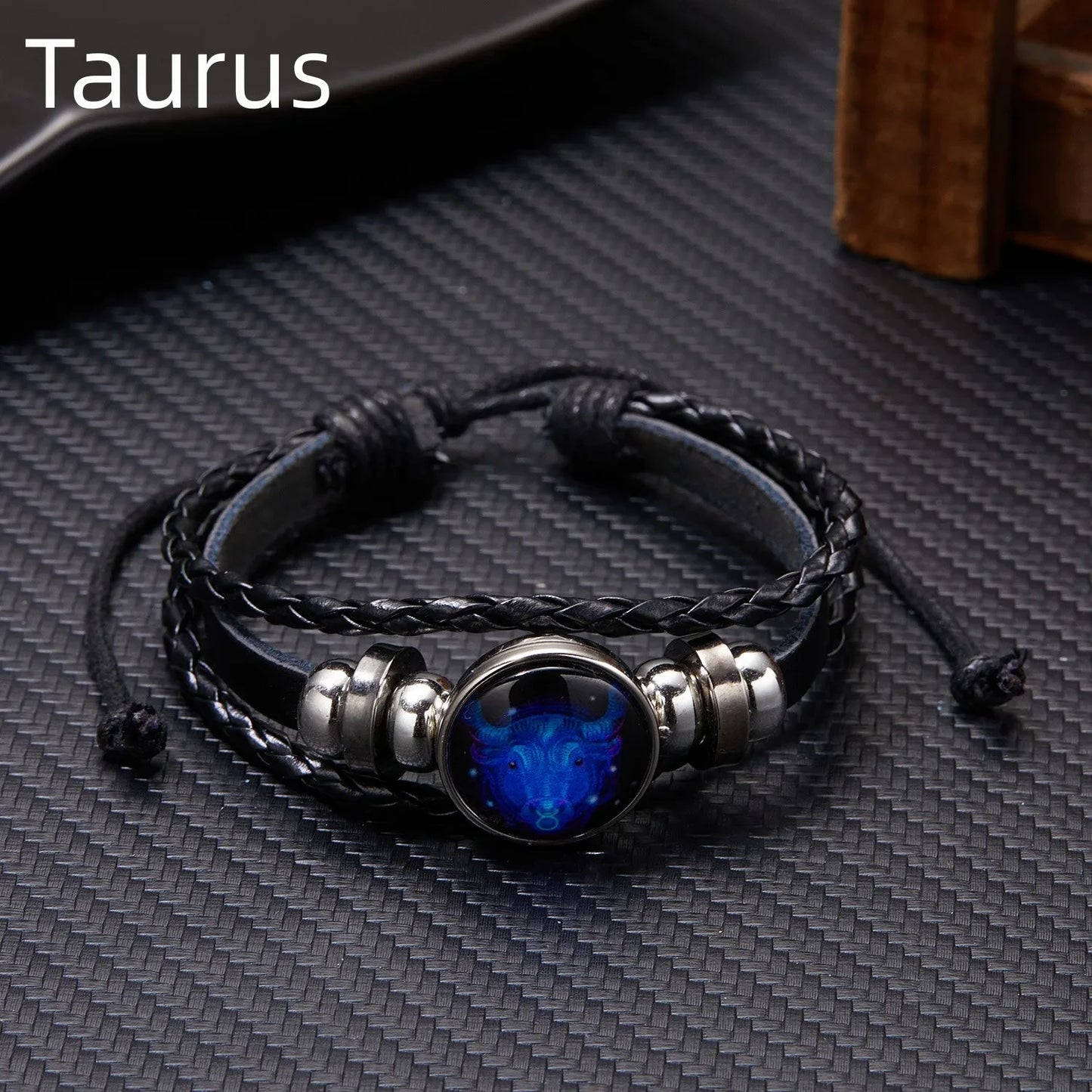 12 Constellation Zodiac Sign Luminous Vintage Leather Bracelet