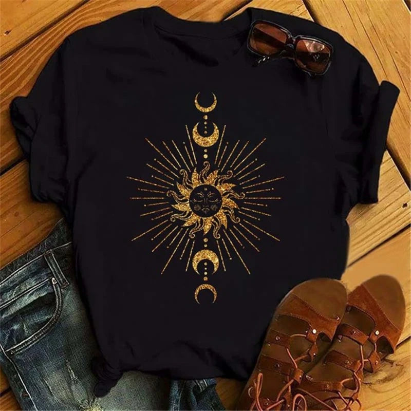 Moon Butterfly Astrology T-Shirt Casual Women’s Top