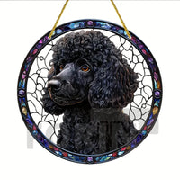 Golden Retriever German Shepherd Suncatcher, Acrylic Round Translucent Hanging,Gift for Dog Lover,House Yard garden farm Decor