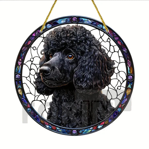 Golden Retriever German Shepherd Suncatcher, Acrylic Round Translucent Hanging,Gift for Dog Lover,House Yard garden farm Decor