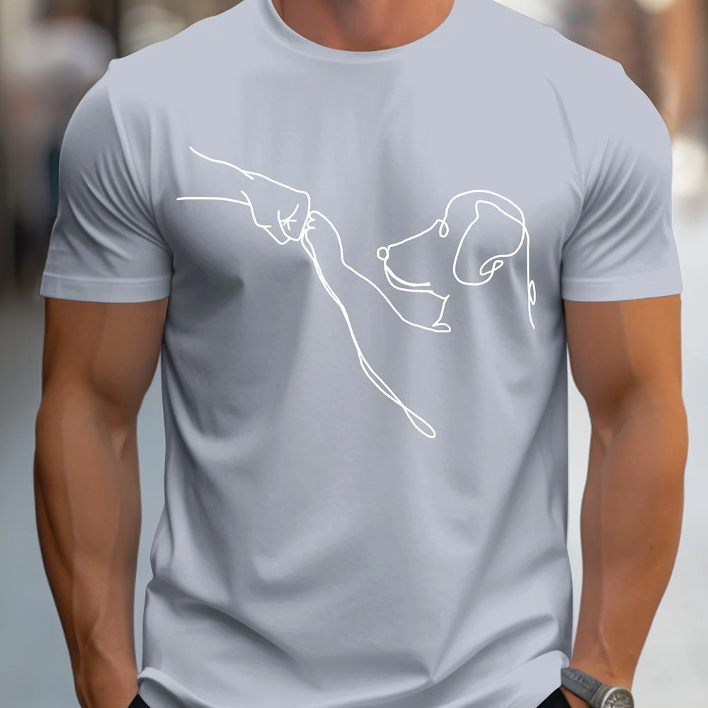Dog Fist print round neck short sleeved T-shirt