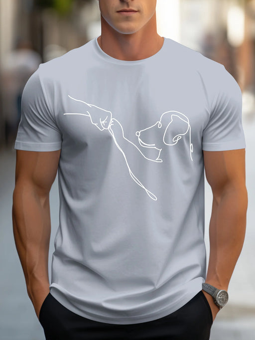 Dog Fist print round neck short sleeved T-shirt