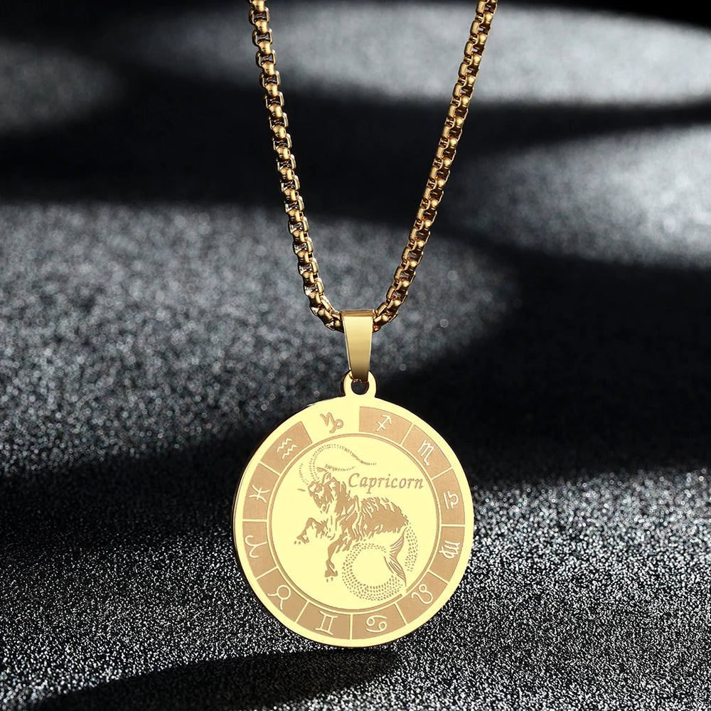 Capricorn Zodiac Sign Pendant Necklace Constellation Jewelry Gift