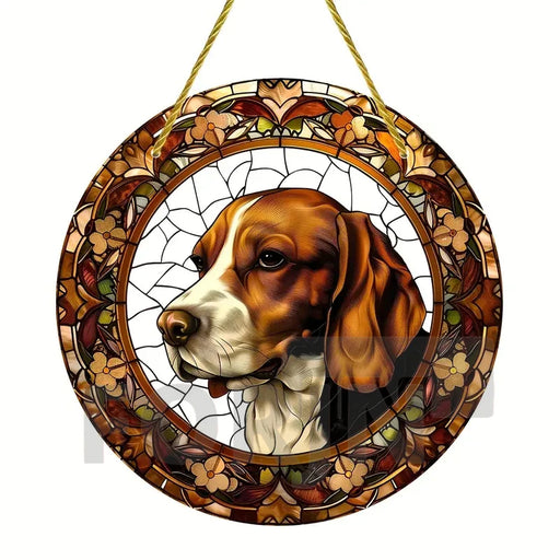 Golden Retriever German Shepherd Suncatcher, Acrylic Round Translucent Hanging,Gift for Dog Lover,House Yard garden farm Decor