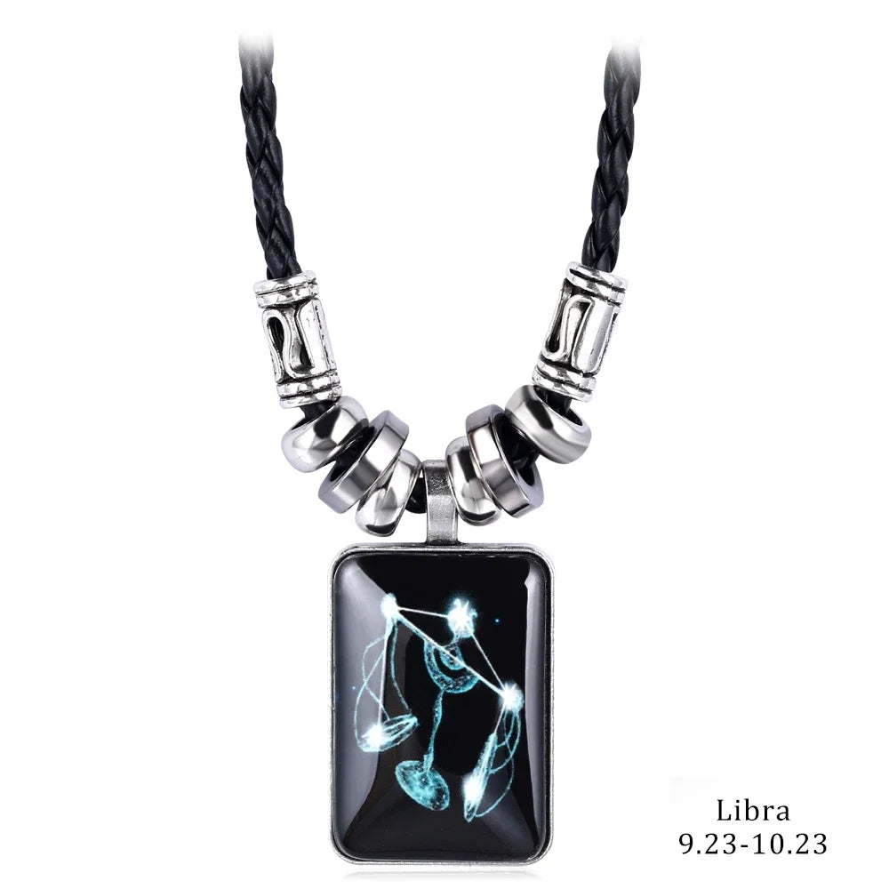 Personalized Zodiac Sign Galaxy Constellation Pendant Necklace