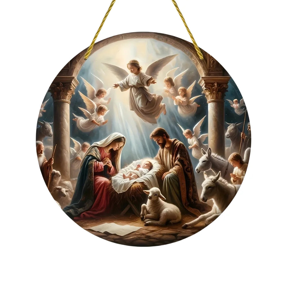 Room Decor Jesus Comes Suncatcher Light Catcher Circular Round Centerpiece for Porch,Garden,Office, Home Decoration Acrylic Sign