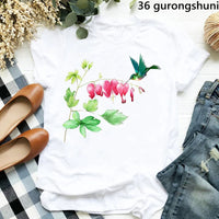 Hummingbird Floral Watercolor Purple Bird  T Shirt