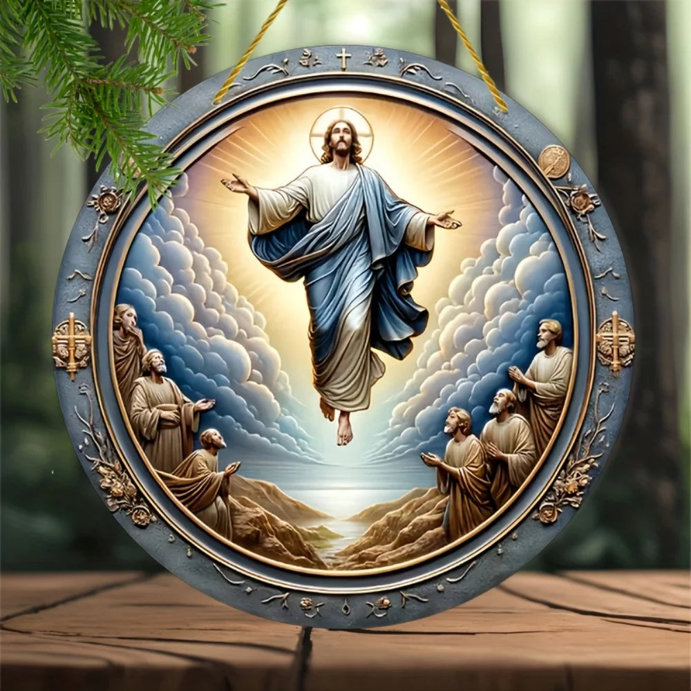 Room Decor Jesus Comes Suncatcher Light Catcher Circular Round Centerpiece for Porch,Garden,Office, Home Decoration Acrylic Sign