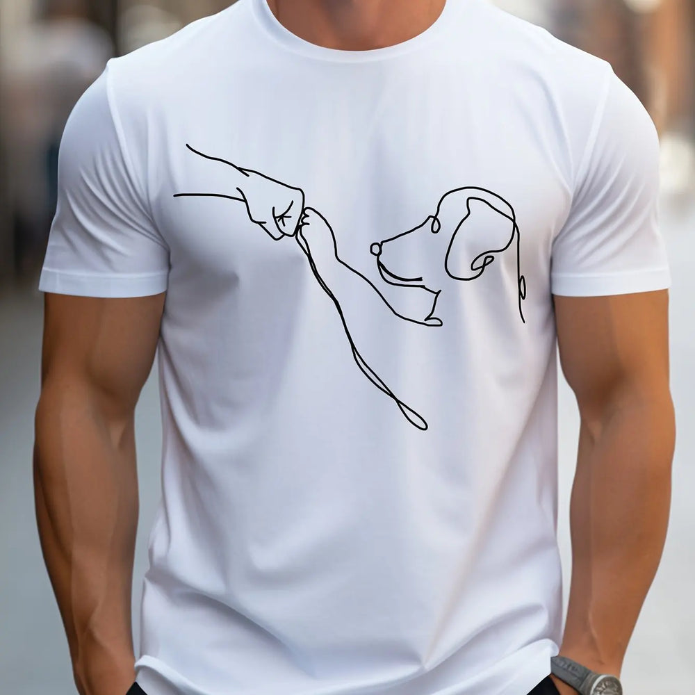 Dog Fist print round neck short sleeved T-shirt
