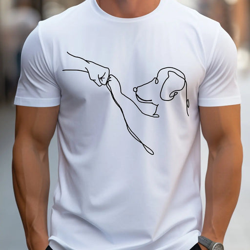 Dog Fist print round neck short sleeved T-shirt