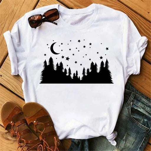 Moon Butterfly Astrology T-Shirt Casual Women’s Top