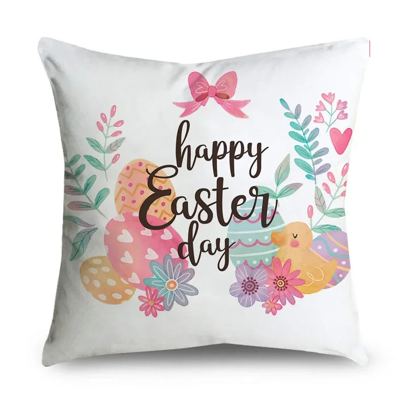 easter theme pillowcase Easter egg rabbit pillowcase holiday party home decoration cushion cover   S